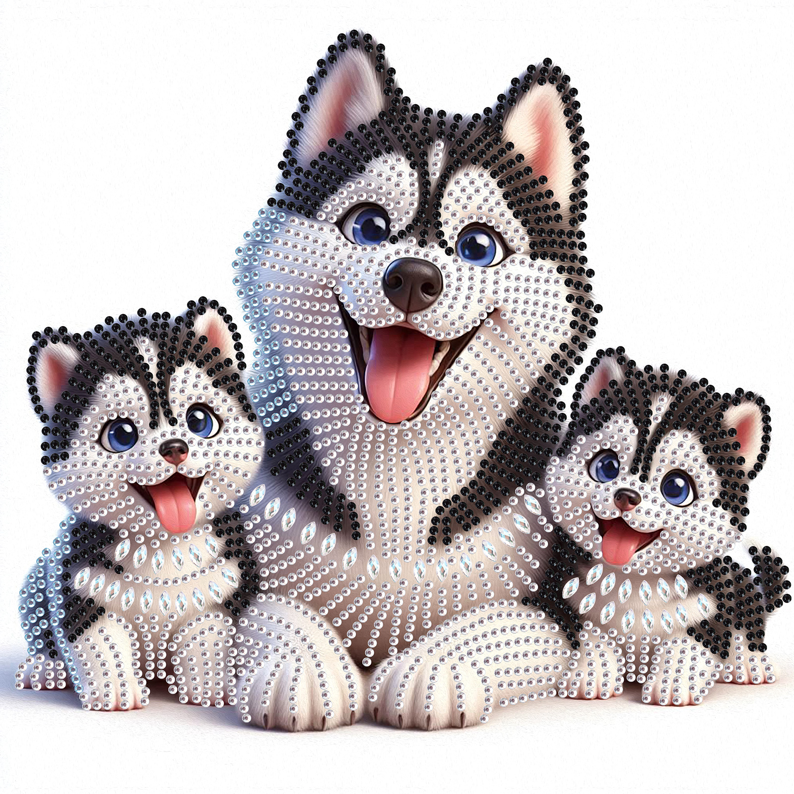 Diamantový obraz Štěňata husky