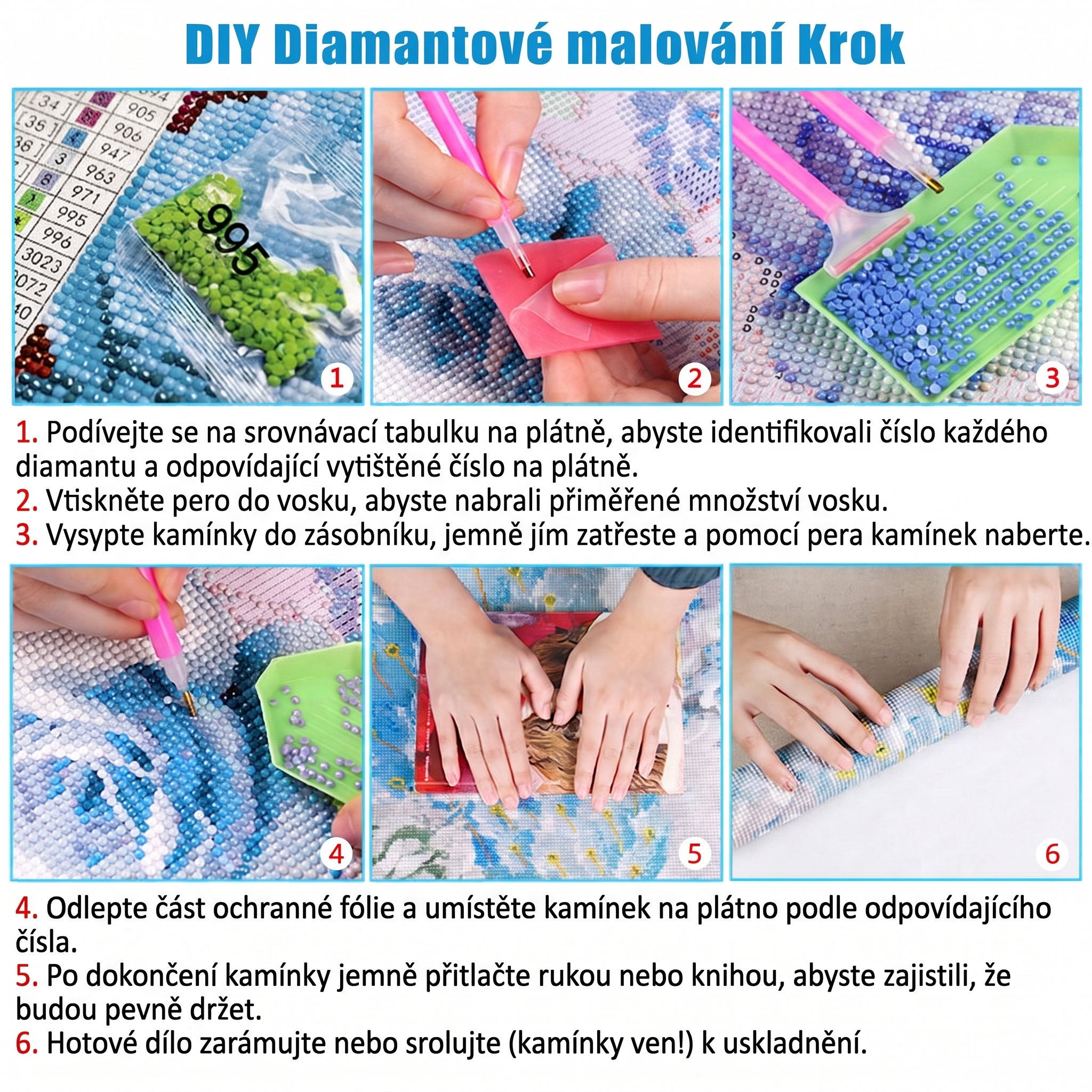Kroky pro DIY diamantové malování